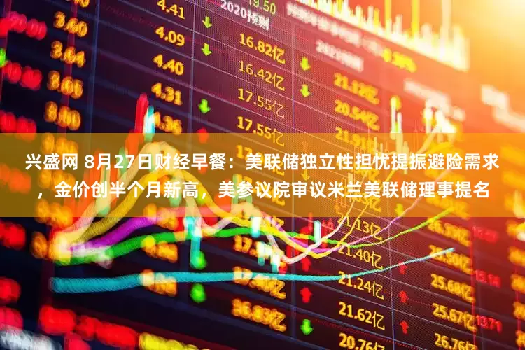 兴盛网 8月27日财经早餐：美联储独立性担忧提振避险需求，金价创半个月新高，美参议院审议米兰美联储理事提名